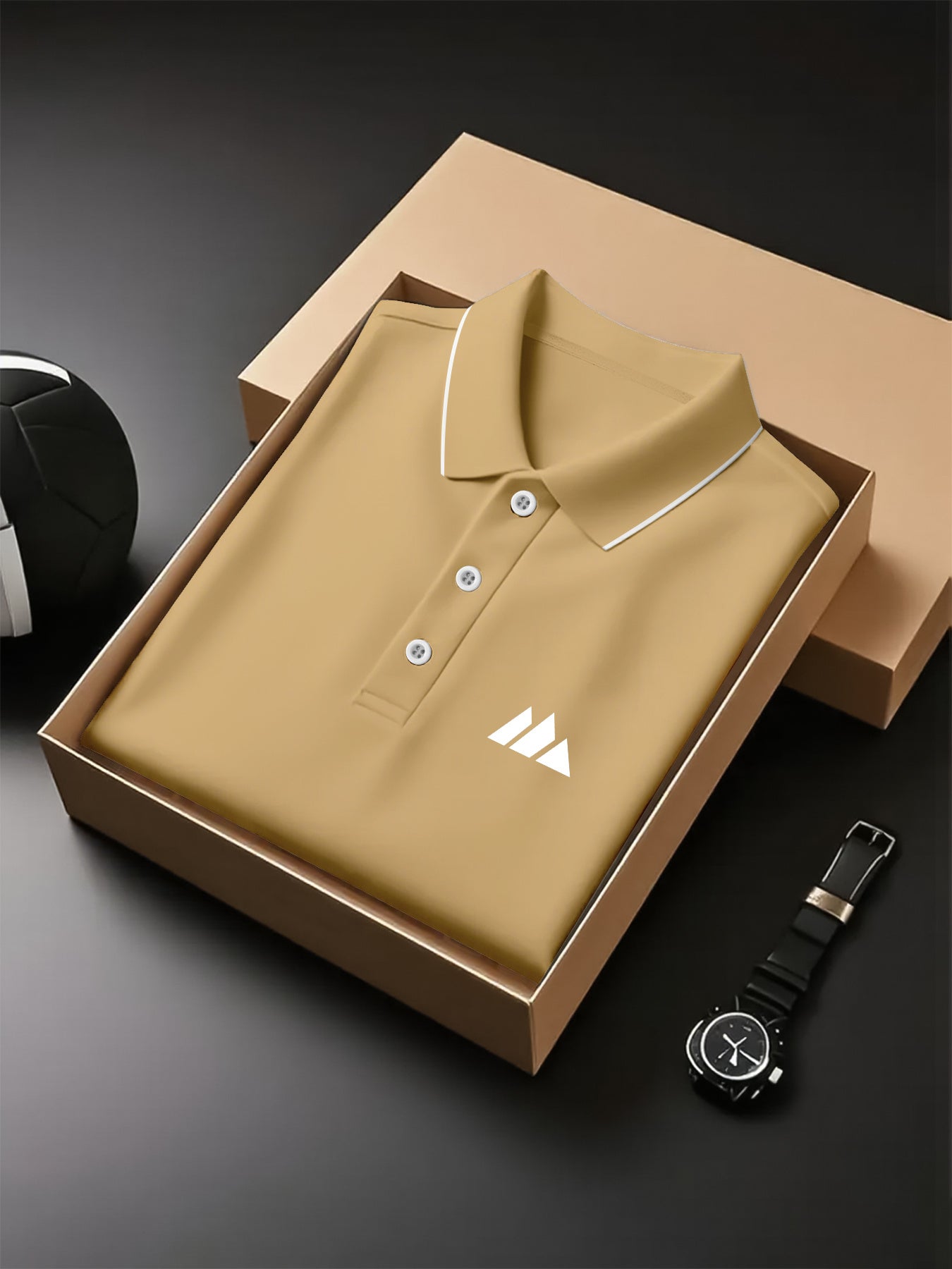 Creative Geometric Pattern Printed Shirt - Breathable Golf Top, Short Sleeve, Button Neck, Regular Pattern, High Quality Fabric, Slightly Elastic, Suitable for Tennis Sports and Business Occasions, Can Be Used as a Gift - ayq