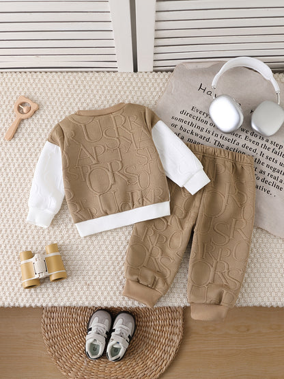 Baby Boys' Fall Winter Jacquard Sweatshirt & Pants Set