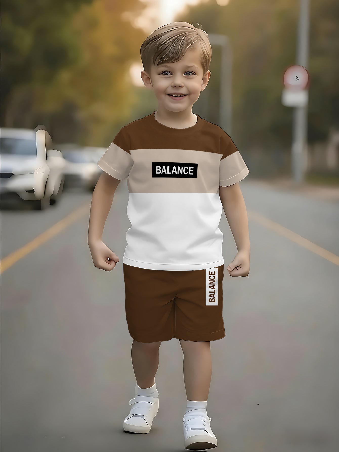 Boys' Casual Short Sleeve T-Shirt & Shorts Set for Summer