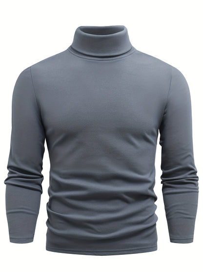 Casual Solid Men's Autumn And Winter Turtleneck Long-sleeved Fit T-shirt