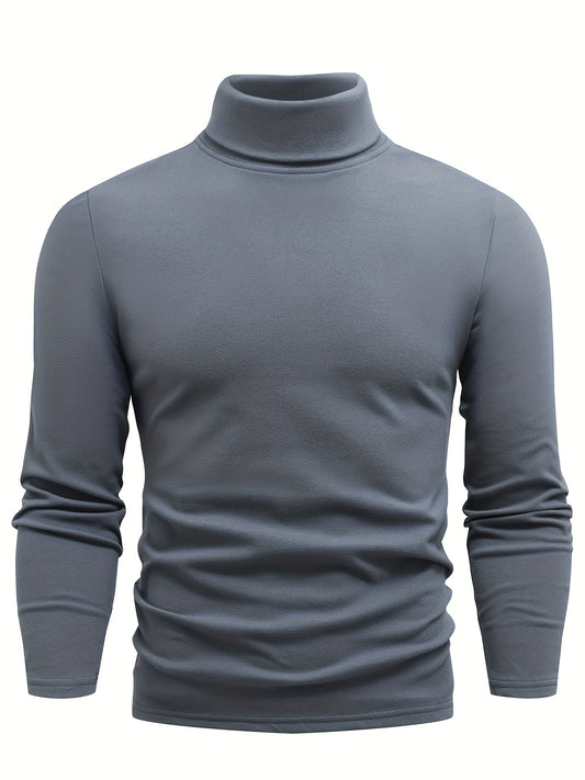 Casual Solid Men's Autumn And Winter Turtleneck Long-sleeved Fit T-shirt