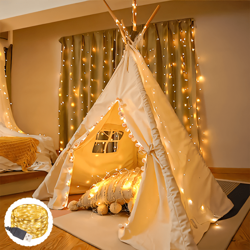 , USB LED string light, 100/50/30/10 LEDs, USB-Powered Christmas Tree & Fairy Lights, warm white, Ideal for Christmas, Halloween, Thanksgiving, wall decorations, autumn decorations, bedroom, living room, wedding, party, birth