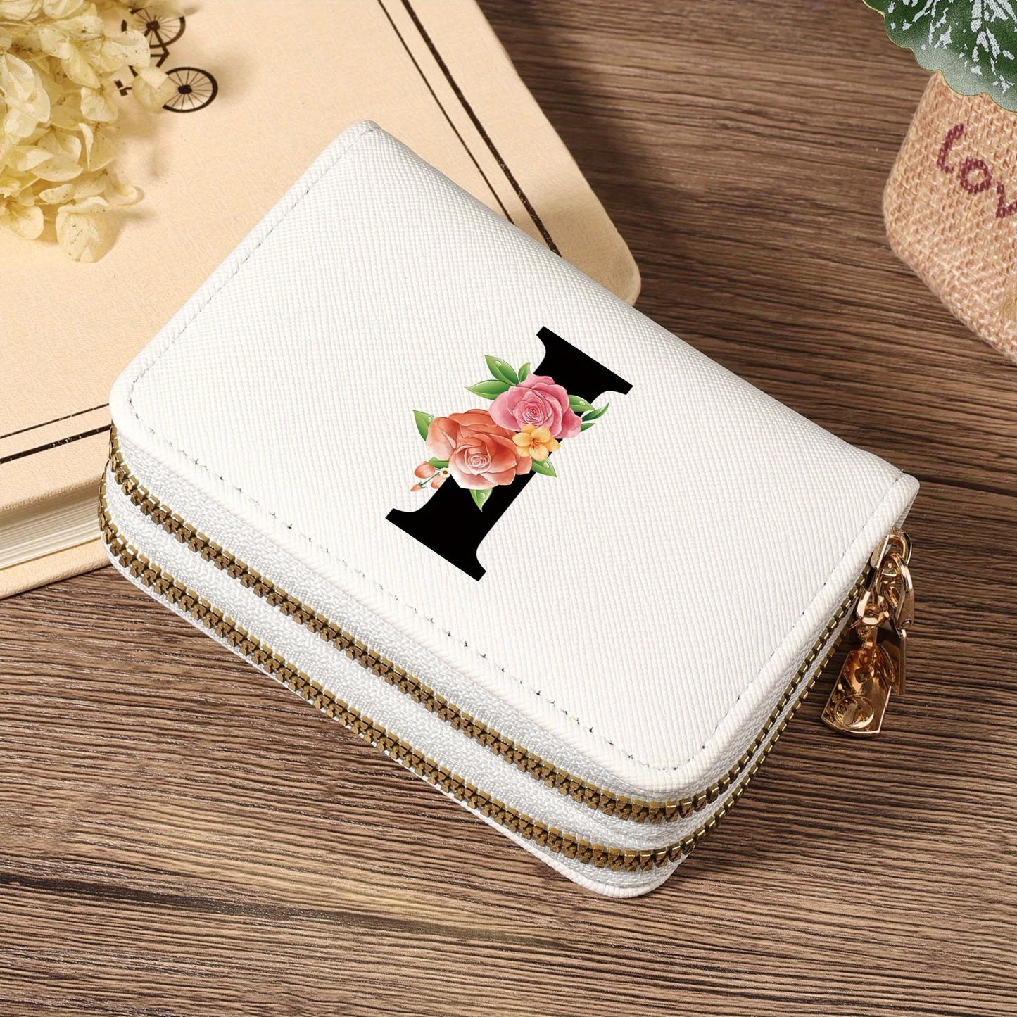 Women's Lightweight Wallet - Compact Zipper Purse with Multiple Card Slots & Coin Pocket, Elegant Monogram Initials, Secure Closure for Everyday, Travel, Gift - Women's Credit Card Organizer, Everyday Carry Purse, Stylish Ini