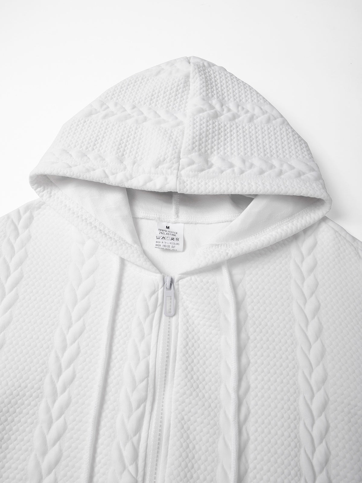 Men's Autumn Winter Hooded Textured Fleece Jacket with Zipper