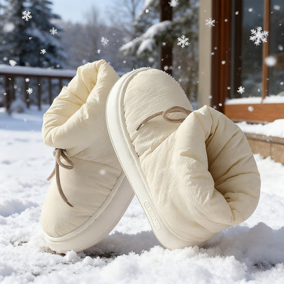 Տղամարդկանց և կանանց ձմեռային կոշիկներ՝ փափուկ աստառով, փափուկ գործվածքից պատրաստված վերին մասով և EVA ներբանով, կլոր քթով կարճ կոշիկներ՝ ներսի/դրսի համար, ունիսեքս առօրյա կոշիկներ՝ սև/մոխրագույն/մուգ կապույտ գույներով - All-Season Com