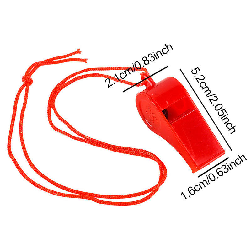 12pcs Colorful Plastic Whistles with Lanyards for Sports & Parties