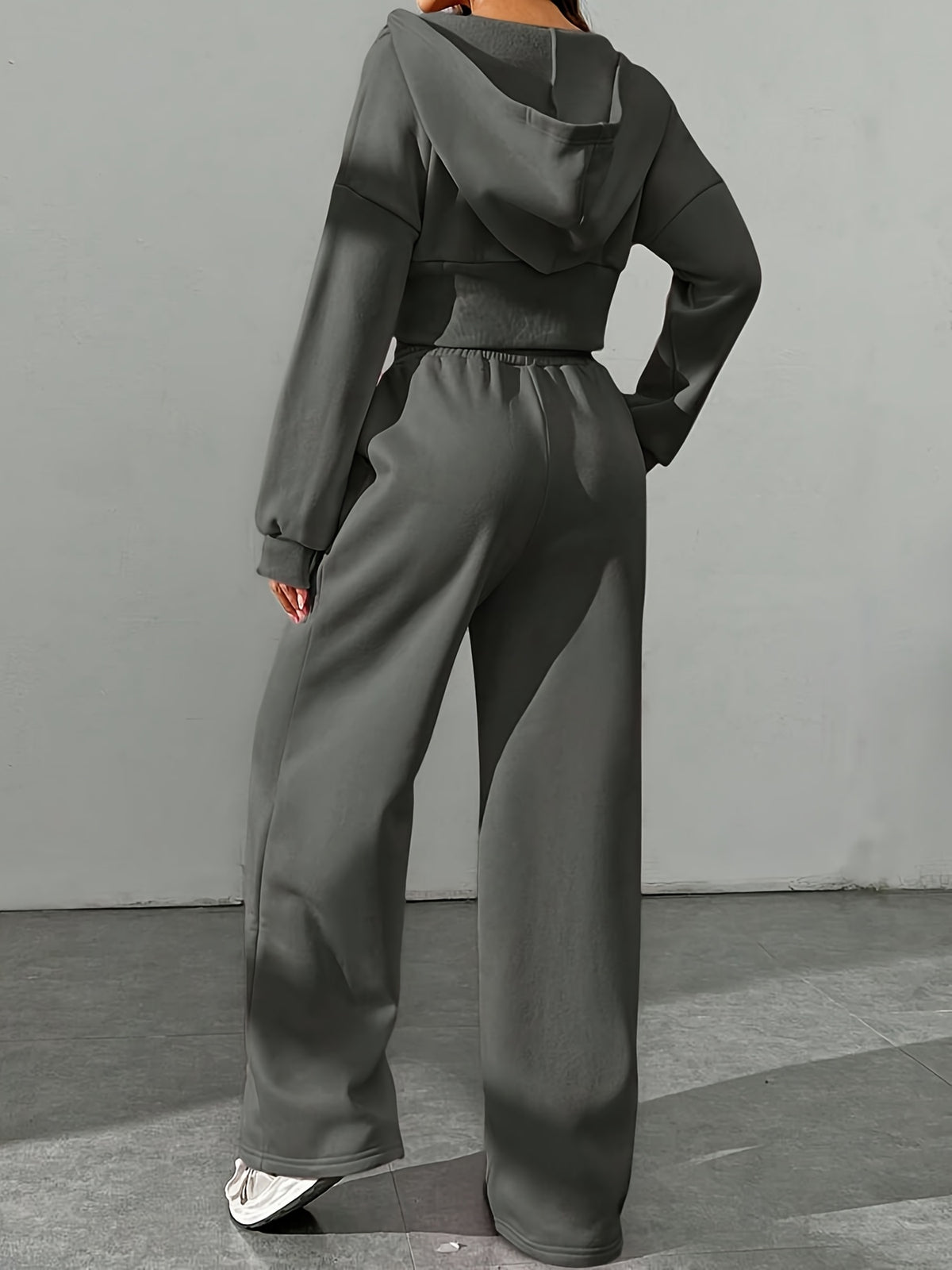Women's Casual 2-Piece Polyester Hoodie and Sweatpants Set - ayq