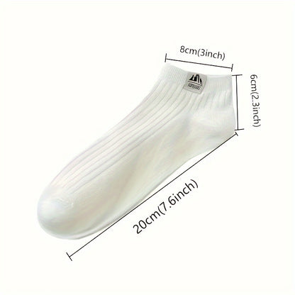 3/5 Pairs Of Men's Trendy Solid Low Cut Ankle Socks, Anti Odor & Sweat Absorption Breathable Socks, For All Seasons Wearing