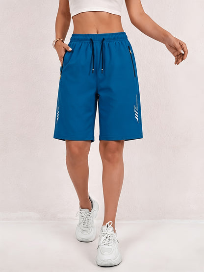 Women’s Quick-Dry Athletic Shorts with Zipper Pockets - Summer Fitness