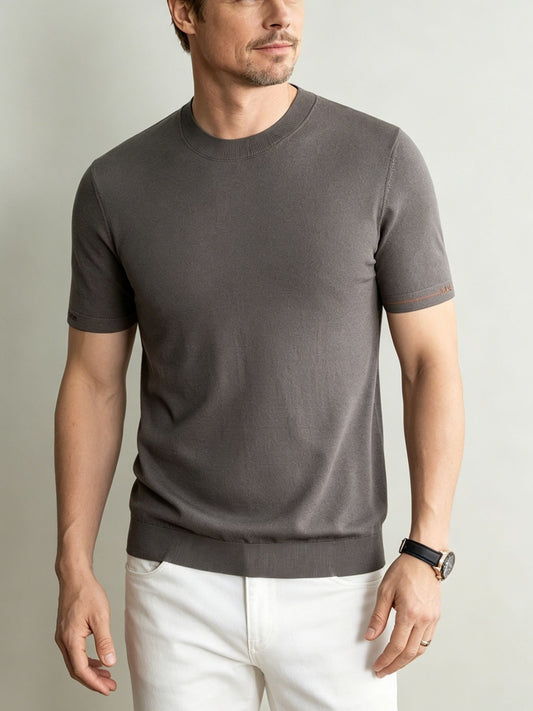 Men's Casual Crew Neck Knit Short Sleeve Summer Shirt