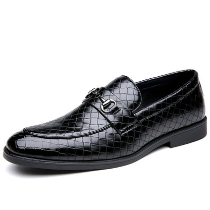Men's Casual Business Shoes with Checkered Pattern, Slip-On Style