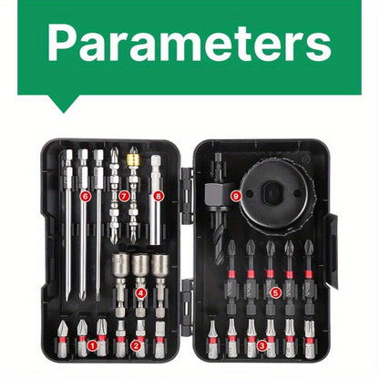 HUHAO Drill Bit Set with Magnetic Screwdriver And Impact Driver Bits for Wood And Metal, Complete with a Storage Case.