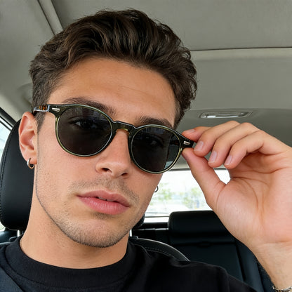Unisex Amber Round Sunglasses with UV400 Protection