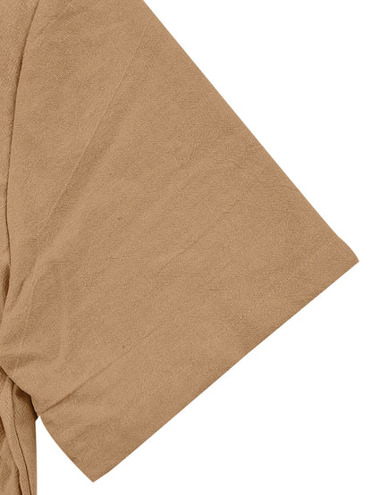 Men's Casual Linen Short Sleeve Shirt & Shorts Set for Summer