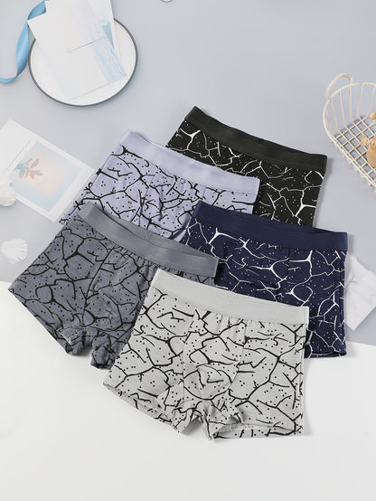 Boys' Cotton Blend Boxer Briefs 5-Pack, Geometric Pattern
