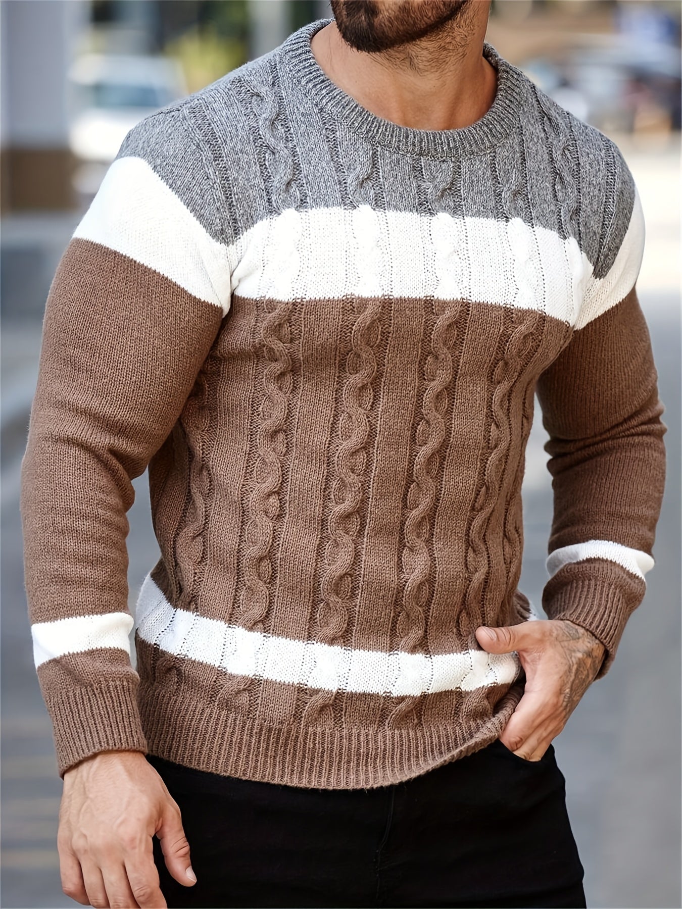 New Fashion Versatile Casual Men's Knit Pullover