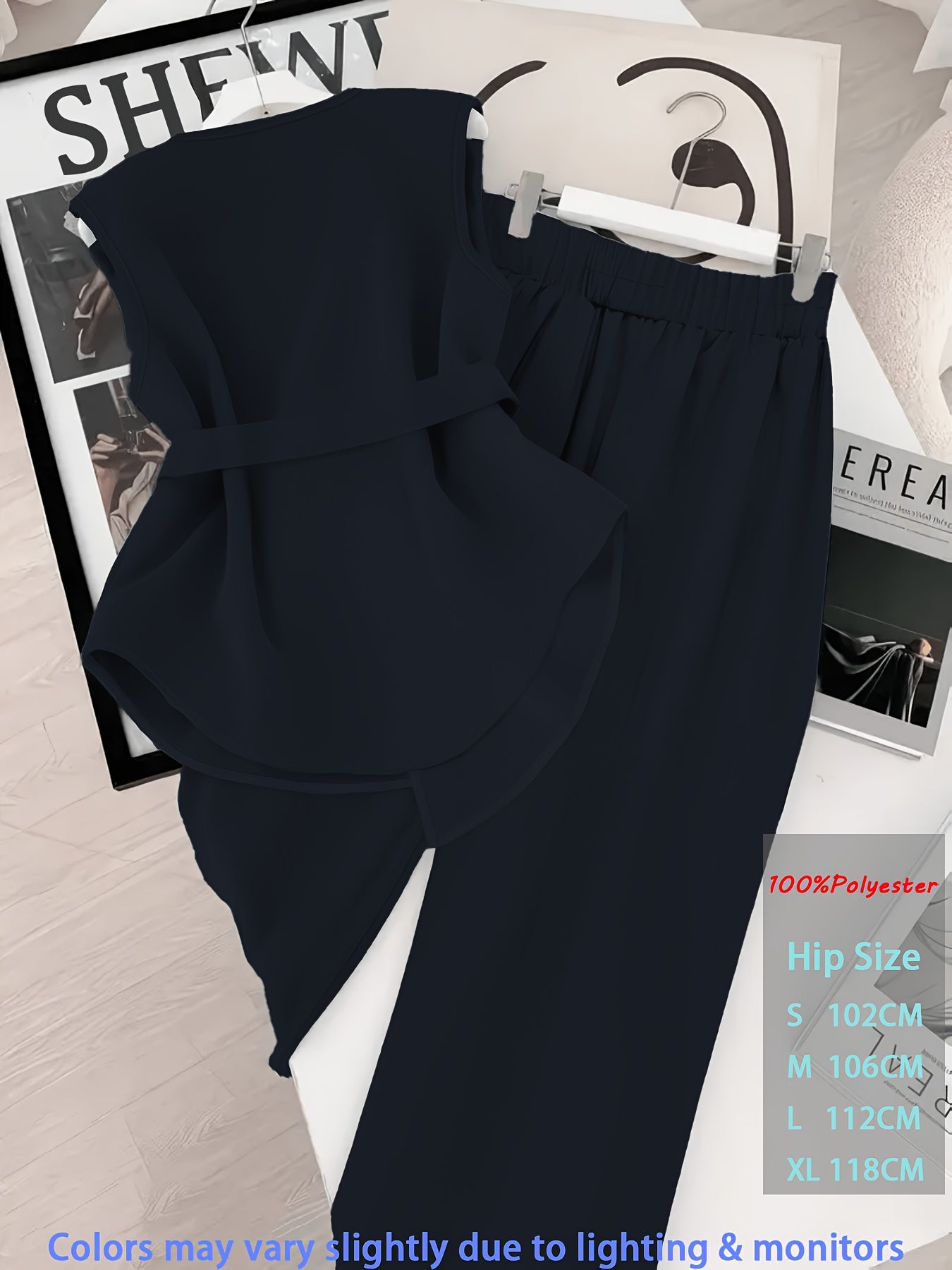 Women's Elegant Two-Piece Sleeveless Pullover Set with Adjustable Wais