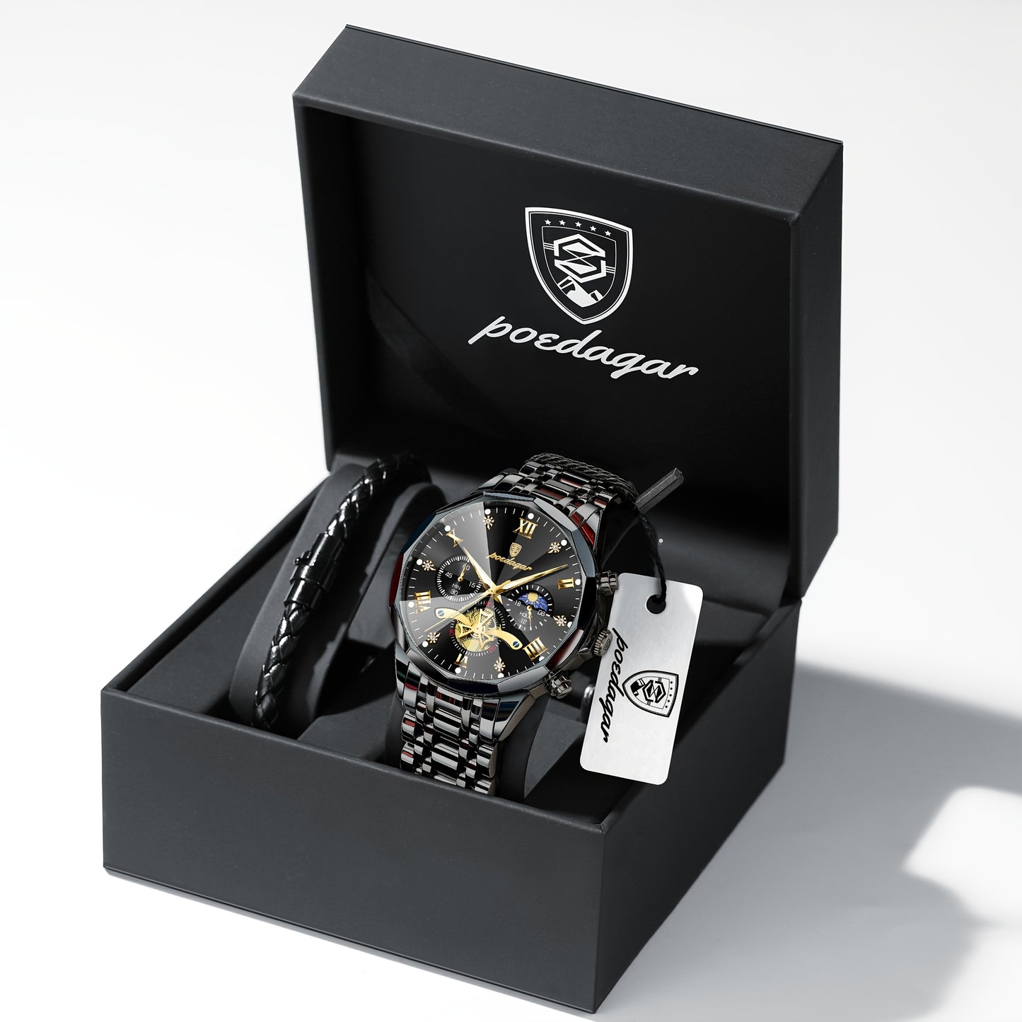 Men's Stainless Steel Business Watch with Luminous Chronograph