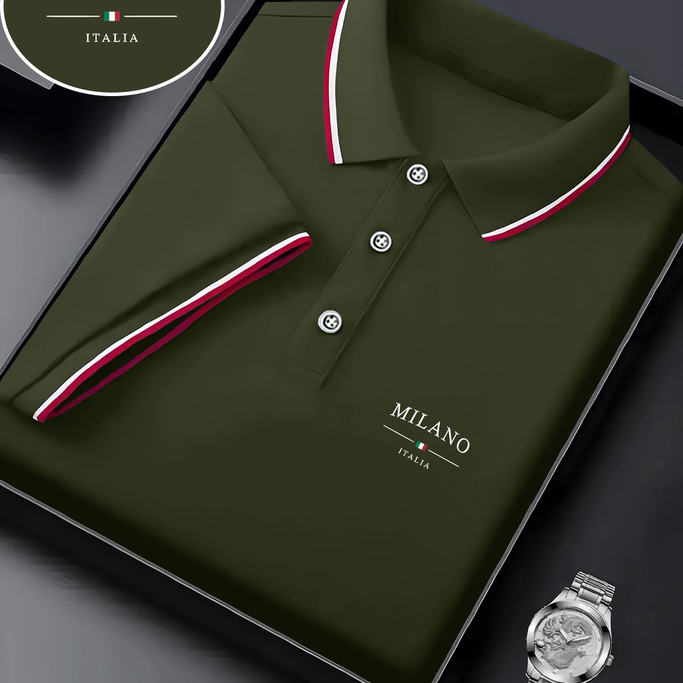 Men'S Stylish Polo Shirt with Milan Print, Perfect for Summer Sports And Casual Outings - ayq