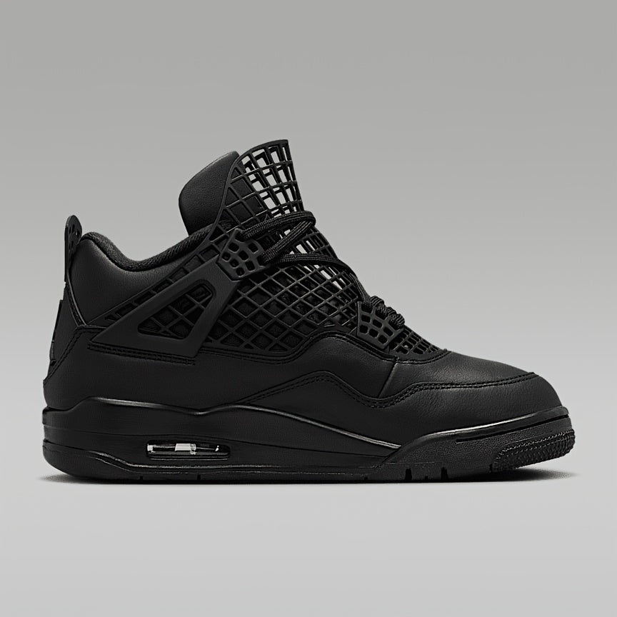 Air Jordan 4 Net Women's Mid-Top Sneakers in Black Leather