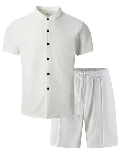 Men's Summer Waffle Knit 3-in-1 Set with Shorts and Pants