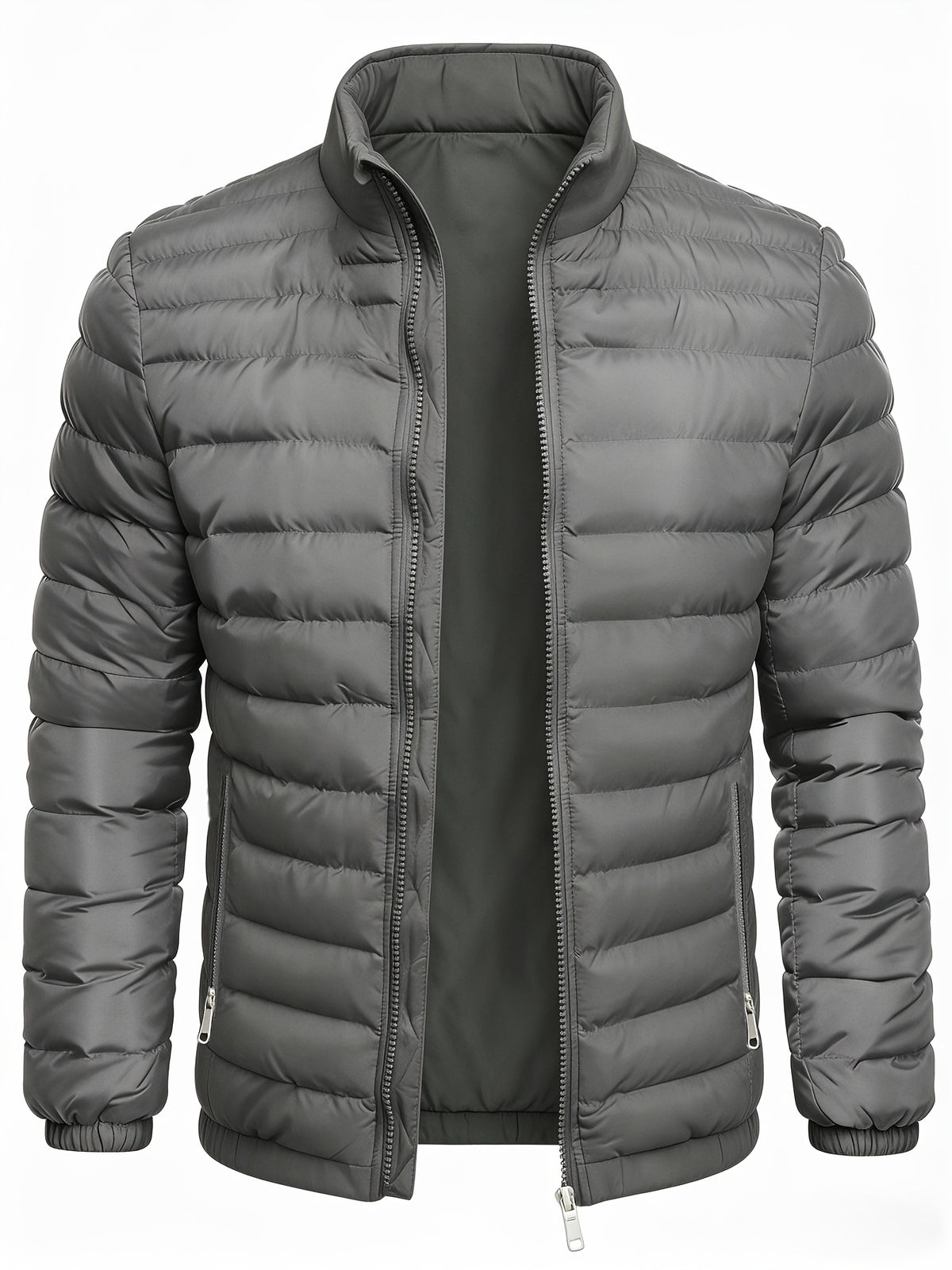 Men's Casual Stand Collar Zipper Jacket for Fall and Winter