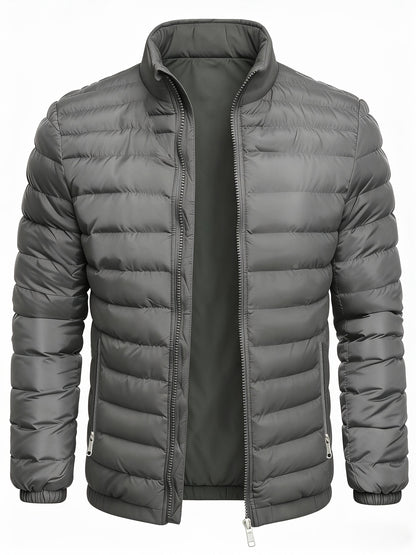 Men's Casual Stand Collar Zipper Jacket for Fall and Winter