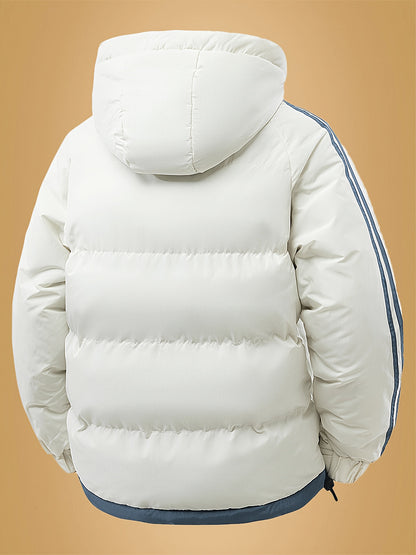 Men's Heavyweight Winter Coat - Hooded Jacket with Full-Zipper Closure, Insulated Outer Shell for Extreme Cold, Front Pockets - Dark Grey/White color, Hand Washable - Ideal for Everyday & Formal Cold Weather Outfits by OceanM