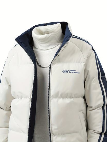 Men'S Heavy-Duty Thermal Jacket - Double-Sided Winter Coat with Full-Zip Closure, Soft Non-Stretch Fabric, Stand Collar - Cold Weather Outerwear for Office, Commuting, Thick, Outdoor - Easy-care Polyester Jacket, Winter Jacke