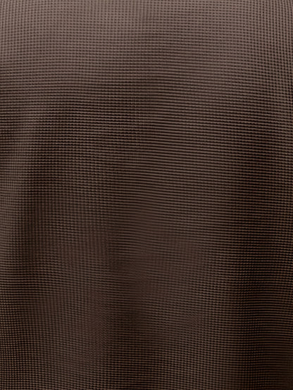 Men'S Long-Sleeve Henry Shirt in Knitted Waffle Style, Featuring Stylish Buttons And a Solid Color, Perfect for High-Quality Casual Outdoor Wear in Spring And Summer.