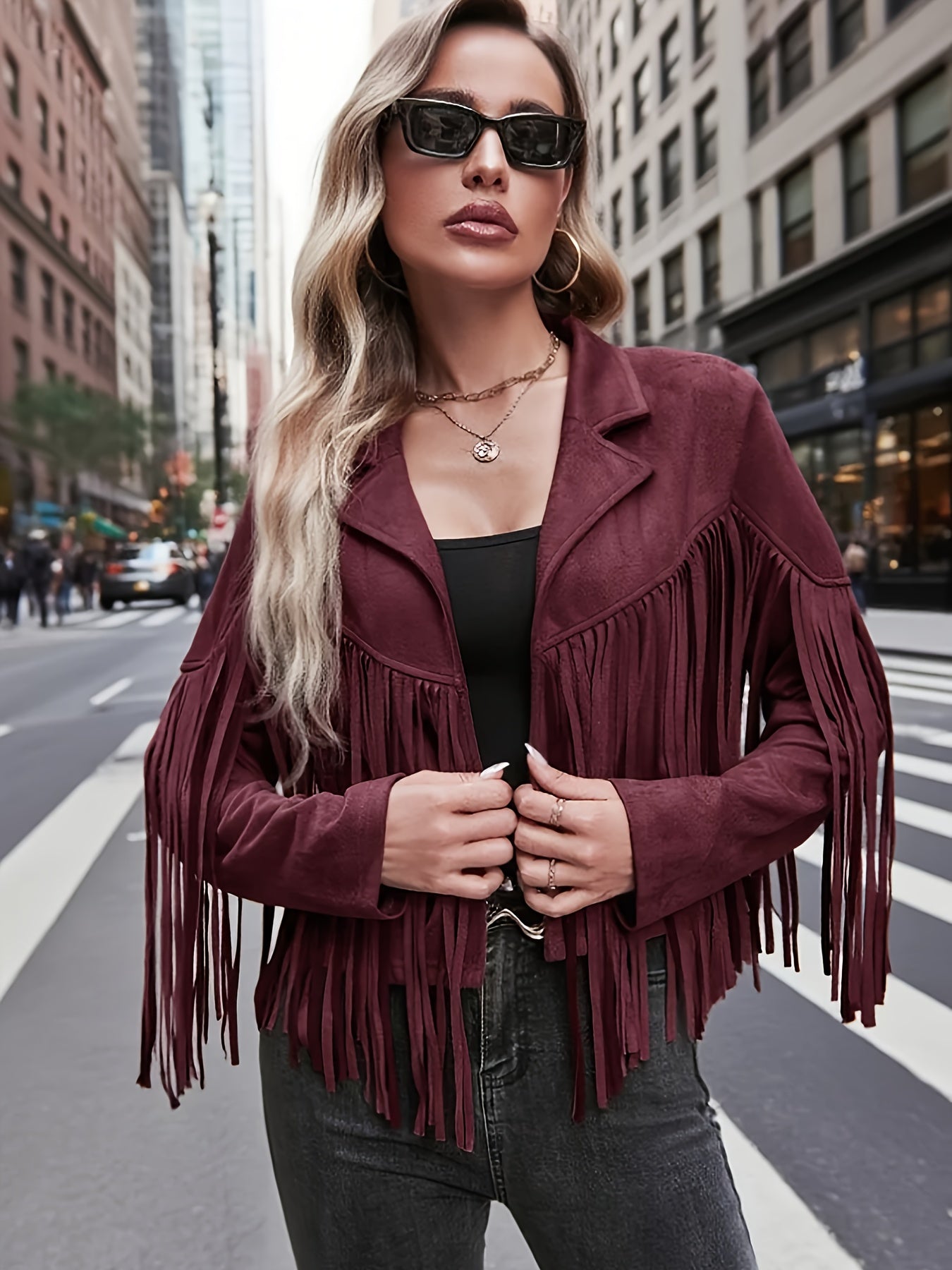 Plus Size, Women's Plus Size Elegant Long Jacket Coat - Soft Formal Lapel collar, All-Season Chic Outerwear for Office, Party, Everyday - Plus Friendly Elegant Jacket for Women, Party Attire, Suedelike Texture, Fuzzy Textured