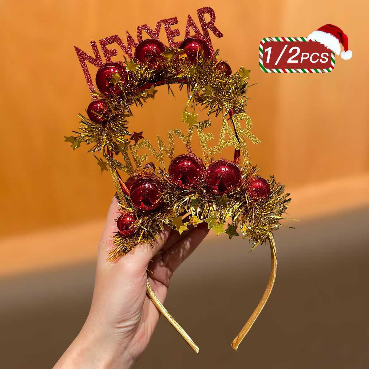 1/2pcs New Year Style, New Year Slogan Decorated Star Headband, Simple and Cute, Suitable for New Year's Eve Events, Parties, and Gatherings, Enhances Festive Atmosphere, Recommended as a New Year Gift Hair Accessory, Festive