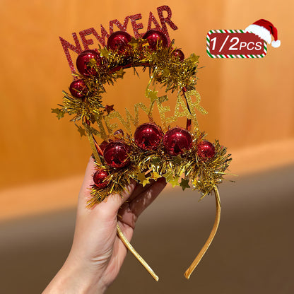 1/2pcs New Year Style, New Year Slogan Decorated Star Headband, Simple and Cute, Suitable for New Year's Eve Events, Parties, and Gatherings, Enhances Festive Atmosphere, Recommended as a New Year Gift Hair Accessory, Festive