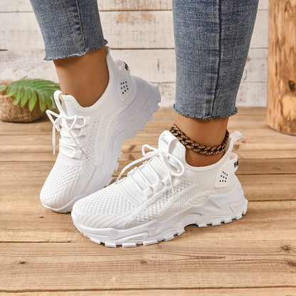 Կանացի առօրյա սպորտային կոշիկներ՝ շնչող գործվածքից վերնամասով, ռետինե ներբանով, ցածր գագաթով, պարզ մատով, բոլոր եղանակների հարմարավետ կոշիկներ, առօրյա հագուստ | Ժամանակակից առօրյա ոճ | Շնչող գործվածքից սպորտային կոշիկներ