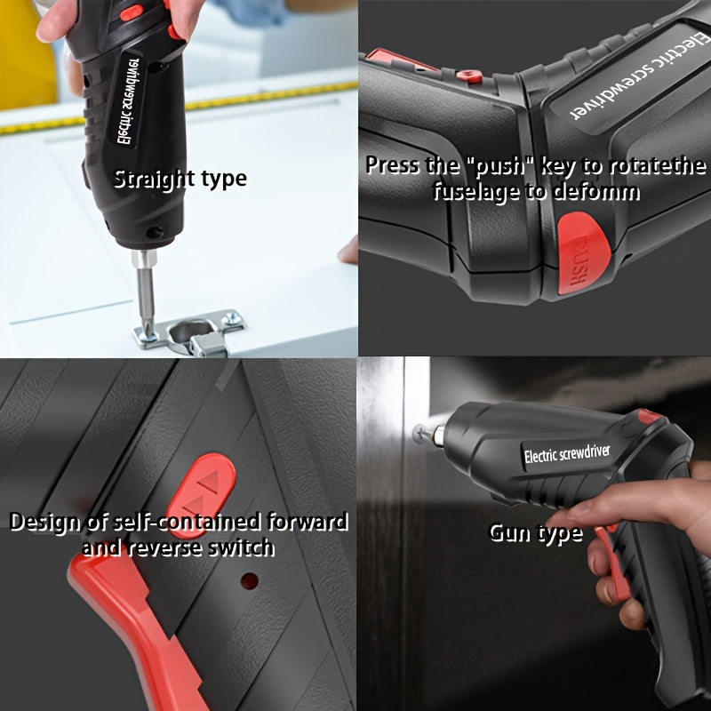 Portable Cordless Screwdriver Set, Featuring a Screw Gun And Mini Screwdriver, Designed for Electric Drill Kits. It Has an Adjustable Design, Durable Battery Life, High Torque, And Includes Various Accessories for Both Lovers
