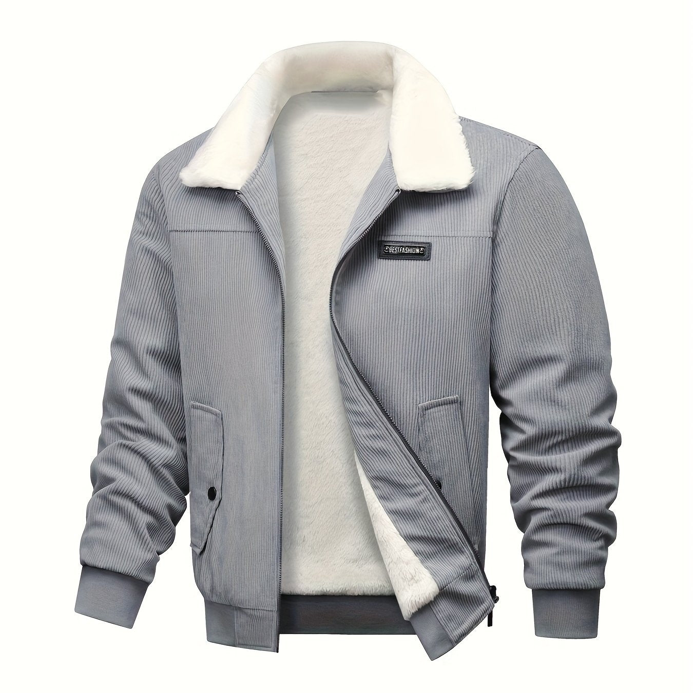 Men'S Heavyweight Winter Jacket - Thermal Insulated Coat with Zipper Closure, Long Sleeve Cold Weather Outerwear, Front Pockets - Olive Green - Formal & Casual Outerwear, Thick