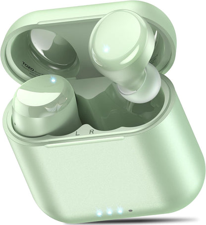TOZO T6 True Wireless Earbuds Bluetooth 5.3 Headphones 45H Long Playtime, Wireless Charging Case, IPX8 Waterproof Stereo Earphones, Built-In Mic Calls, Headset Premium Deep Bass 32 Preset Eqs via APP