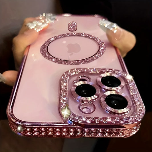 Նոր ոճի Magnetic բջջային հեռախոսի պատյան Rhinestones-ի համար iPhone 16 15 14 13 12 11 Plus Pro Max-ի համար