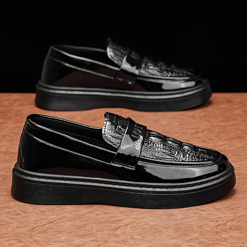 Men'S Black Business Casual Shoes, New Stylish Glossy British-Style Formal And Casual Footwear for Spring 2026 - ayq