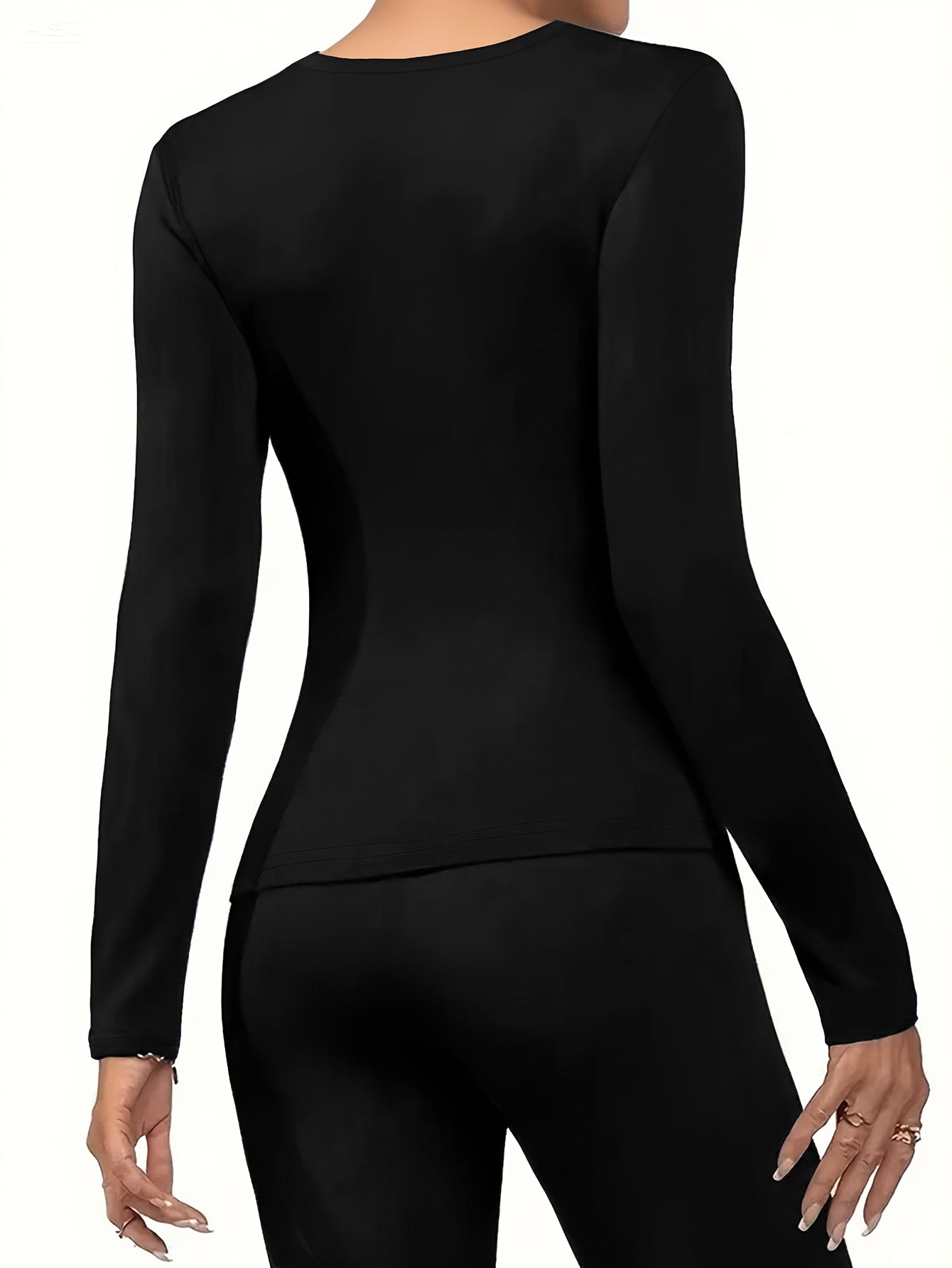 Women'S V-Neck Long Sleeve Top - Elegant Maroon Blouse with Fire Design, Stretchy Fabric for Fall/Winter, Office, Party, Everyday Outfits - Women'S Fashion Clothing, Ladies Tops And Blouses, Party Attire, Office Wear, Stylish