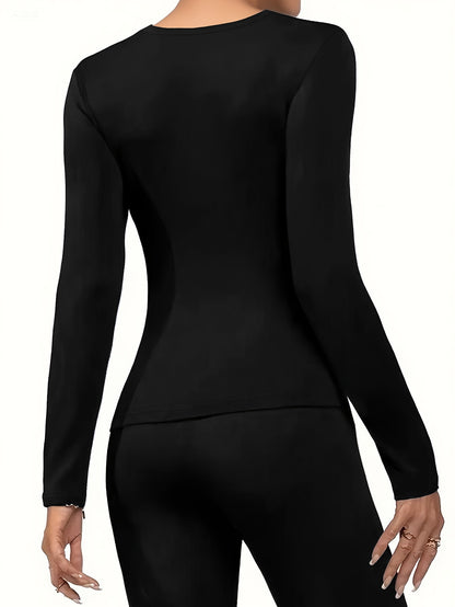 Women'S V-Neck Long Sleeve Top - Elegant Maroon Blouse with Fire Design, Stretchy Fabric for Fall/Winter, Office, Party, Everyday Outfits - Women'S Fashion Clothing, Ladies Tops And Blouses, Party Attire, Office Wear, Stylish