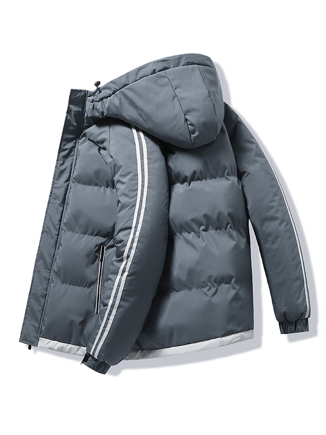 1 հատ տղամարդու ձմեռային բաճկոն գլխարկով, լցոնված վերարկու, սպիտակ և մուգ կանաչ, ոսկեգույն կայծակաճարմանդով, լվացվող մեքենայով, ամենօրյա, արտաքին հագուստի համար (ձյունակայուն, քամուց պաշտպանված) - սովորական, դահուկավազքի, ցրտի համար