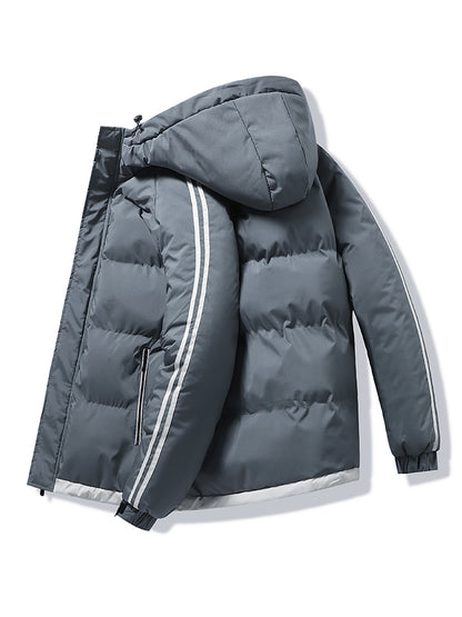 1 հատ տղամարդու ձմեռային բաճկոն գլխարկով, լցոնված վերարկու, սպիտակ և մուգ կանաչ, ոսկեգույն կայծակաճարմանդով, լվացվող մեքենայով, ամենօրյա, արտաքին հագուստի համար (ձյունակայուն, քամուց պաշտպանված) - սովորական, դահուկավազքի, ցրտի համար