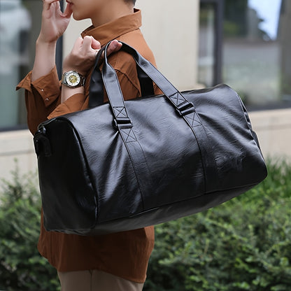 Large Capacity Lightweight Durable Business Travel Bag - Black Polyester Gym Duffel with Adjustable Shoulder Straps & Zipper Closure for Commuting, Weekend Trips, Daily Commute, Commuting Essentials, Minimalist Design, Reinfo