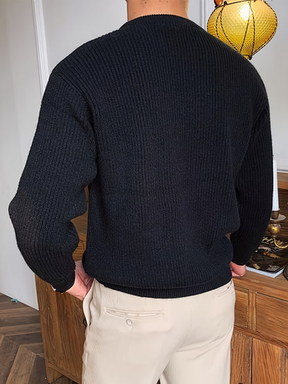 Բաց գույնի, հասուն ոճի աշուն/ձմեռ, հիմնական, տղամարդկանց համար, երկար թևքերով, առօրյա, բրիտանական, կլոր վզնոցով, տրիկոտաժե, բարձր օձիքավոր վերնաշապիկով