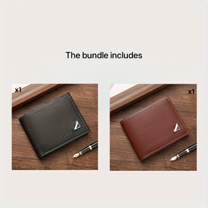 Men's Business Horizontal Short Wallet Money Clip, Fashion Large Capacity PU Leather Wallet
