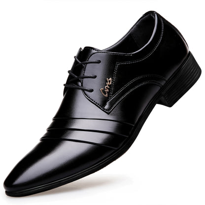 Men's Classic Oxford Dress Shoes Slip-On Pointed Toe Black