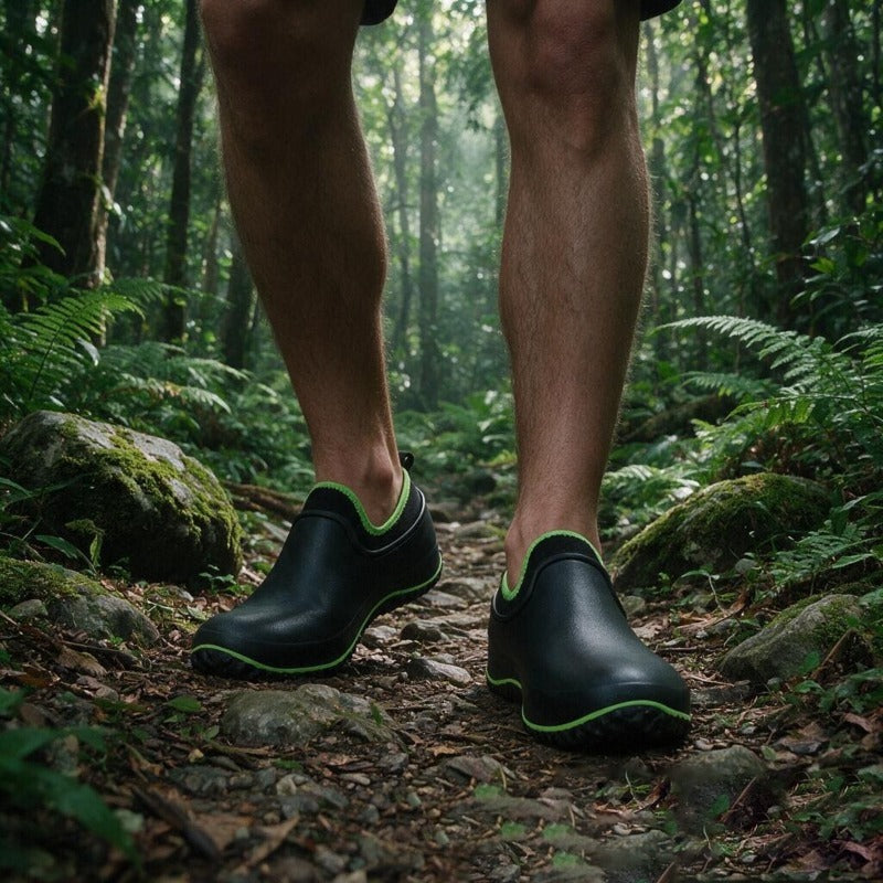 Men's Lightweight PU Rain Boots Slip-On Outdoor Shoes