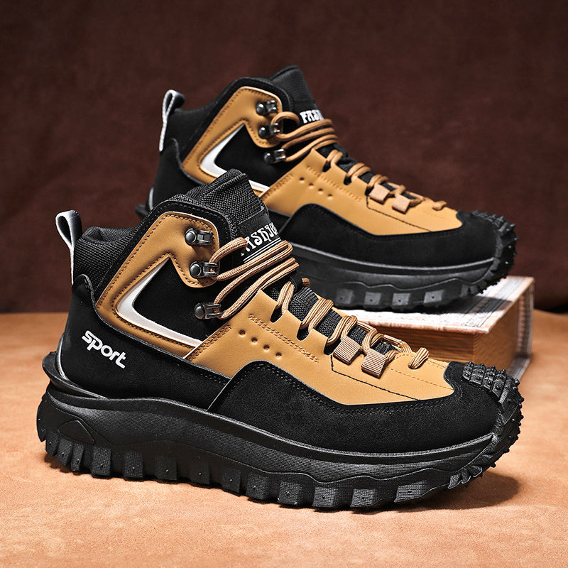 Men's Slip-Resistant Mid-Calf Outdoor Boots with PVC Sole