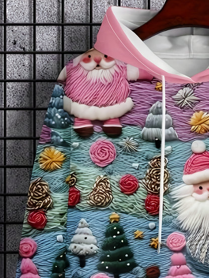 Men's Christmas Hooded Sweatshirt with Santa Reindeer Snowflake Print Hoodie - Loose Fit Long Sleeve Pullover Sweater for Holiday Parties, Winter Clothing & Casual Wear - Machine Washable Festive Attire, PLUS SIZE